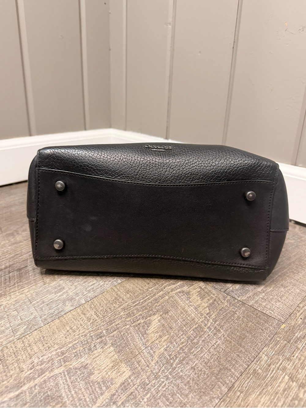 Coach Blake Black Pebble Leather Chain Accent Satchel - Picture 6 of 9